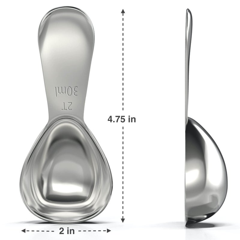 BALCI - Stainless Steel Coffee Scoop Set (2&2 Tablespoon, 30ml and 30ml) Exact Measuring Spoons for Coffee, Tea, Sugar, Flour and More! … - Image 2